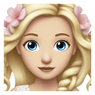 Wedding hair long with sakura bloom beautiful finished blond girl with blue eyes  sticker