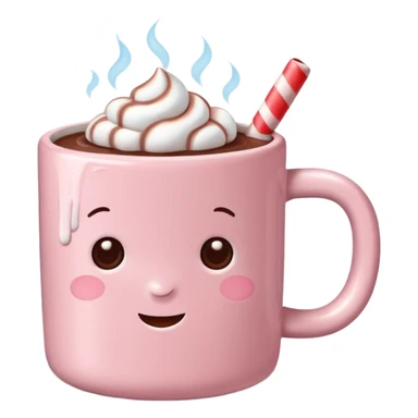 Light Pink mug of hot chocolate with marshmallows  sticker