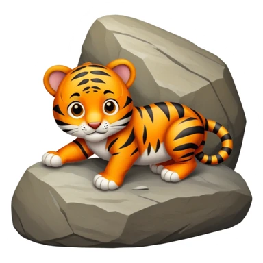 baby tiger climbing a rock sticker
