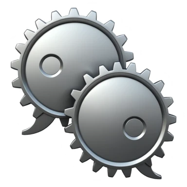 two overlapping speech bubbles, one with a gear sticker