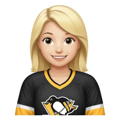 Girl blonde with hockey jersey pittburgh penguins sticker