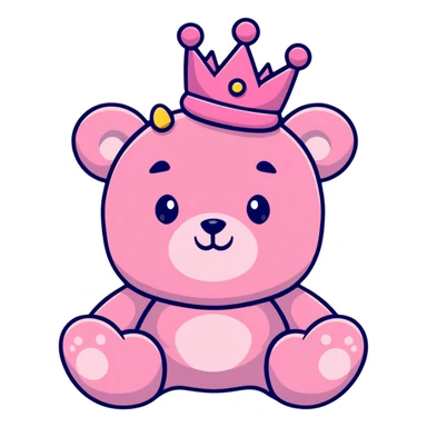 Pink teddy bear with a crown in her head sticker