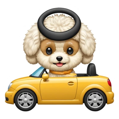 Maltipoo driving a car sticker