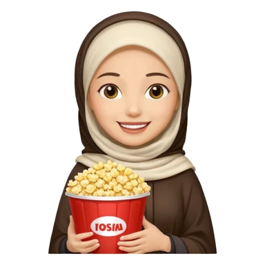 a hiịab holding a bucket of popcorn sticker