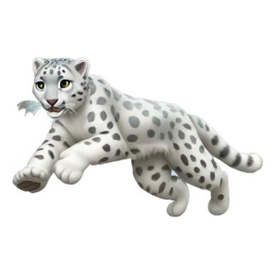 Snow leopard running in forest sticker