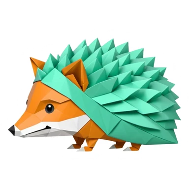 origami hedgehog half fox half hedgehog in color green mint rgb(168, 251, 211) the tail of fox A8FBD3 sticker