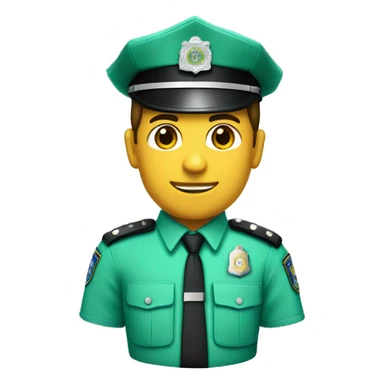 policia con uniforme verde, camisa verde agua, sin corbata sticker