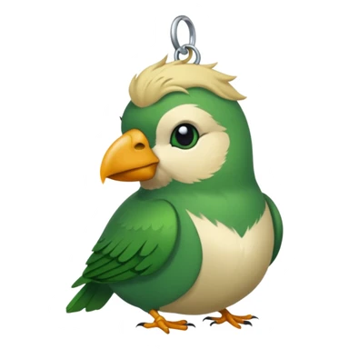 un oiseau classique vert avec un collier avec des breloque argentées et un poil blond qui fait une petite bouclette sur le front  sticker