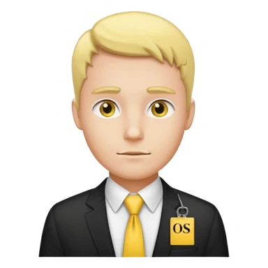 mormon missionary in a white shirt and yellow tie with a black name tag sticker