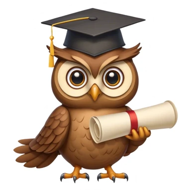 Owl with graduation hat and diploma in claws sticker