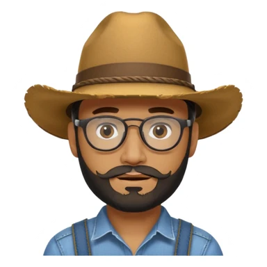 Man wearing a cow boy hat,chin strap beard only and black glasses  sticker