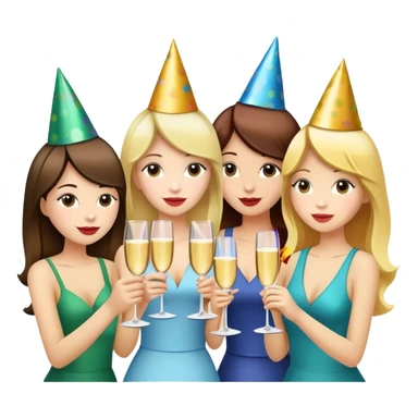 4 girls partying sticker