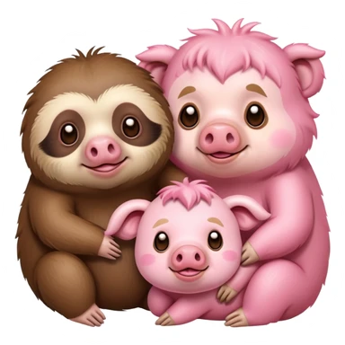 Sloth monkey and pig  sticker