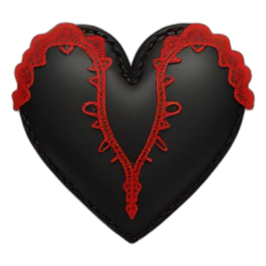 Black leather heart with red lace border sticker