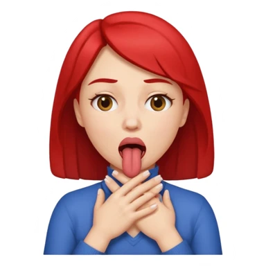 criss cross hands around throat choking self woman emoji tongue out  sticker