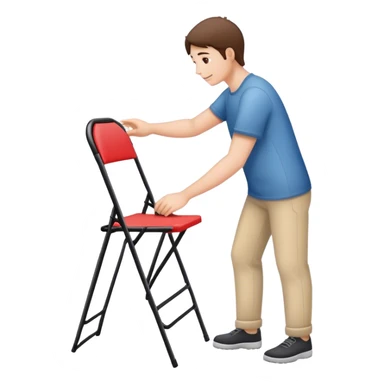 setting up a folding chair sticker