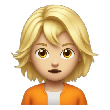 Angry child with blonde hair and orange clothes sticker