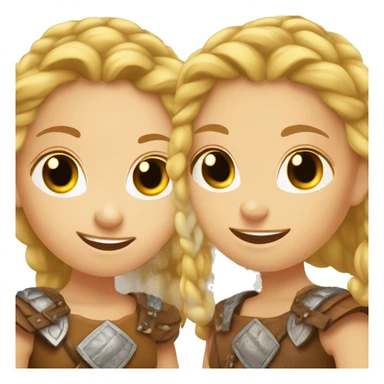 young causian viking girls talking face to face sticker