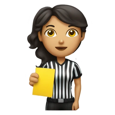 hispanic female referee holding yellow card sticker