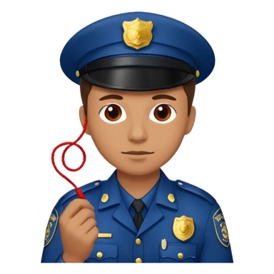 police officer holding a red thread sticker