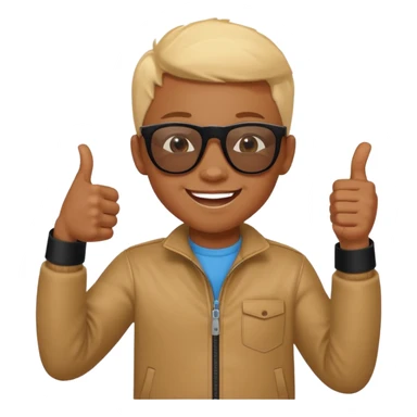 Creat light black kid with this "👍, 👈, 😀, 😎, reaction sticker