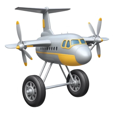 Emoji-style airplane landing gear with a single inflated, puffy wheel and a strut, cartoon-like, 3D, soft rounded shapes, clean lines, isolated on white background, minimal shading, emoji aesthetic sticker