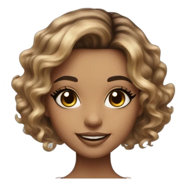 Beautiful girl smile face with balayage hair and with eyeliner and lashes sticker