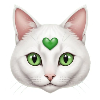 Haz una gata de ojos verdes la cara blanca con mancha negra en las orejas que agarra parte de la frente del lado der pero del iz va desde el ojo hasta la oreja la mancha, tiene la nariz negra en forma de corazón y todo lo que sobra de la cara, barbilla la nariz arriba y el lado de bigotes es blanca sticker