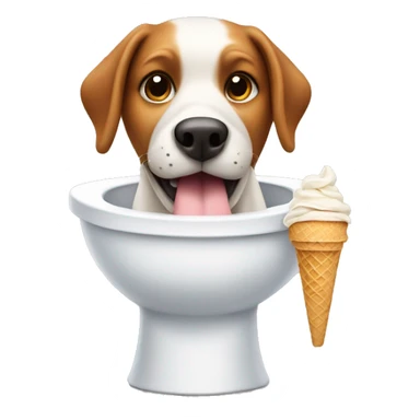 Dog eating ice cream on toilet bowl sticker