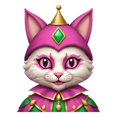 court jester cat medieval, single poker card joker, pink, face only sticker