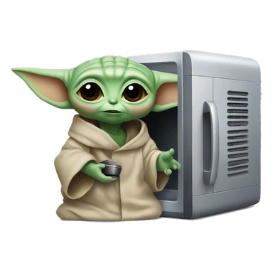 baby yoda holding a microwave sticker