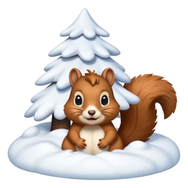 squirrel poking its head out of snow hill wearing christmas lights sticker