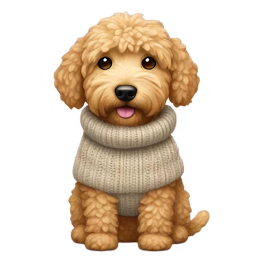 Mini golden doodle wearing a sweater sticker