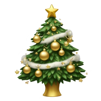 Christmas tree with white and gold decorations sticker