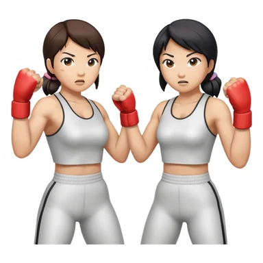 two asian women kicking and fighting each other sticker