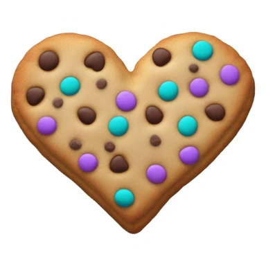 Purple teal chocolate chip heart cookie sticker