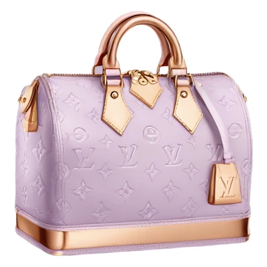 pastel purple Designer Louis Vuitton bag with rose gold monogram and witw trim sticker