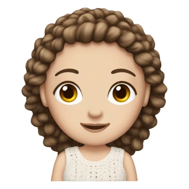 White girl medium brown hair making crochet sticker