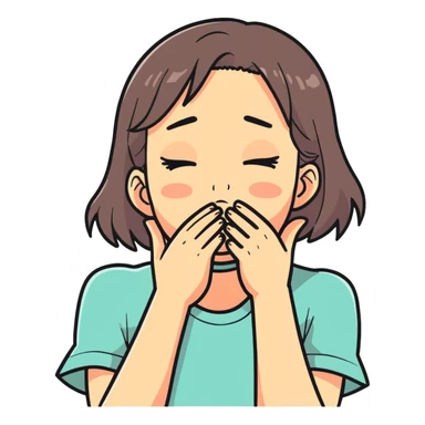 A girl who is embarrassed sticker