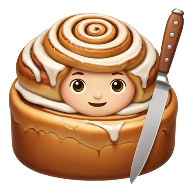 cinnamon roll holding knife sticker