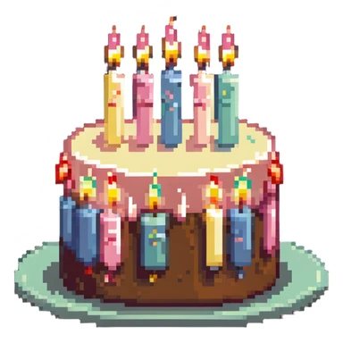 dangao Chinese birthday cake with candles, pastel colors sticker