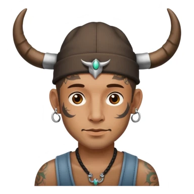 guy with tattoos, hat and horns sticker