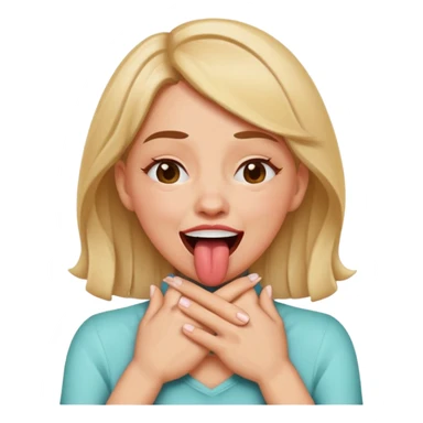 criss cross hands around throat choking self woman emoji tongue out laughing sticker
