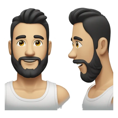 light complexion happy bearded man with black hair high fade combover sticker