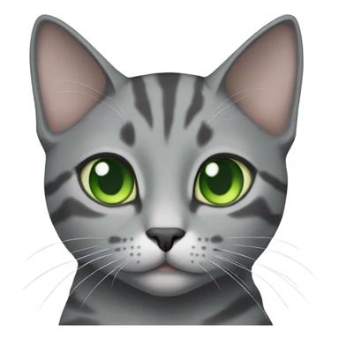 Gray domestic shorthair cat with green eyes  sticker