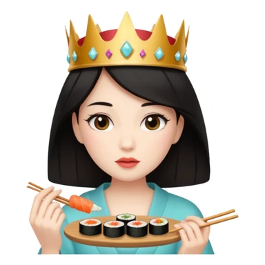 czarnowłosa ksieżniczka je sushi sticker