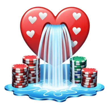 heart shaped watterfall with casino chips sticker