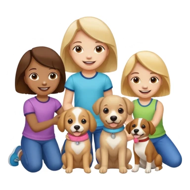 children with dog toys sticker