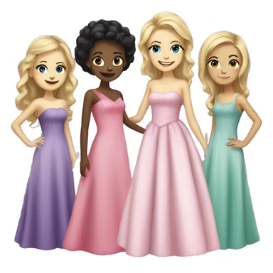 a group of caucasian girls in prom dresses sticker