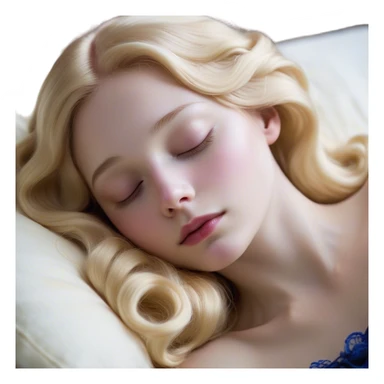 Cinematic Realistic Sleeping Beauty (Aurora) Portrait, with porcelain-like skin featuring a natural rosy flush, illuminated by soft lighting that highlights the gentle contours of her face. Her golden blonde hair flows in soft, detailed waves with subtle highlights that shimmer in the light. Her deep violet-blue eyes radiate warmth and innocence, framed by arched brows and long lashes. With a soft, serene smile, she holds a delicate rose gently in one hand, her other hand resting lightly by her side. She is dressed in her classic pink gown, the fabric rich in texture with delicate folds that catch the light. A golden crown rests atop her head, gleaming with royal refinement. The portrait captures a soft, glowing aura, blending realism with an ethereal sense of beauty and timeless enchantment. sticker